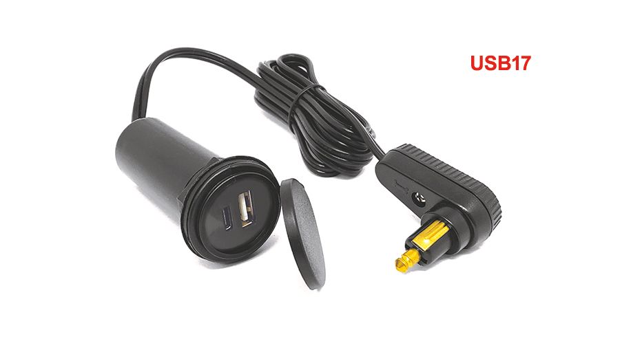 BMW R850C, R1200C USB Twin Tank Bag Cable (USB-A & USB-C)